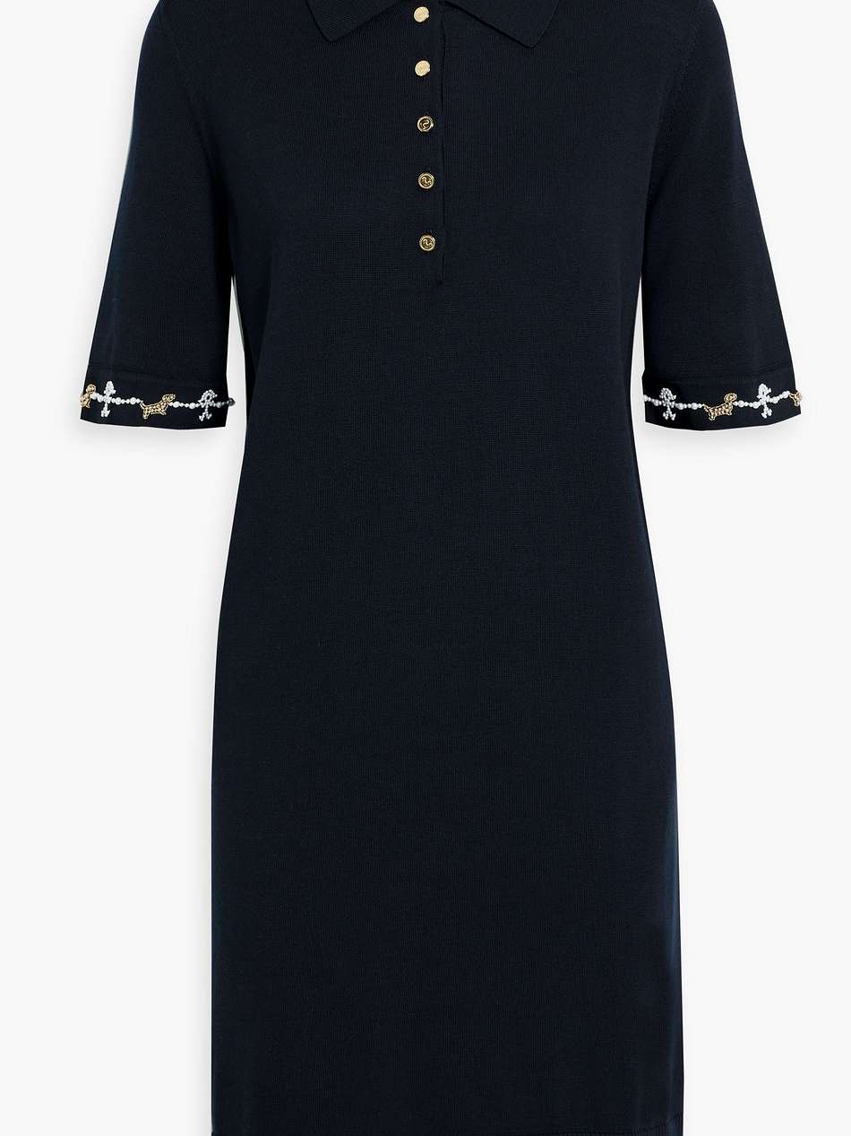 embellished silk and cotton-blend dress