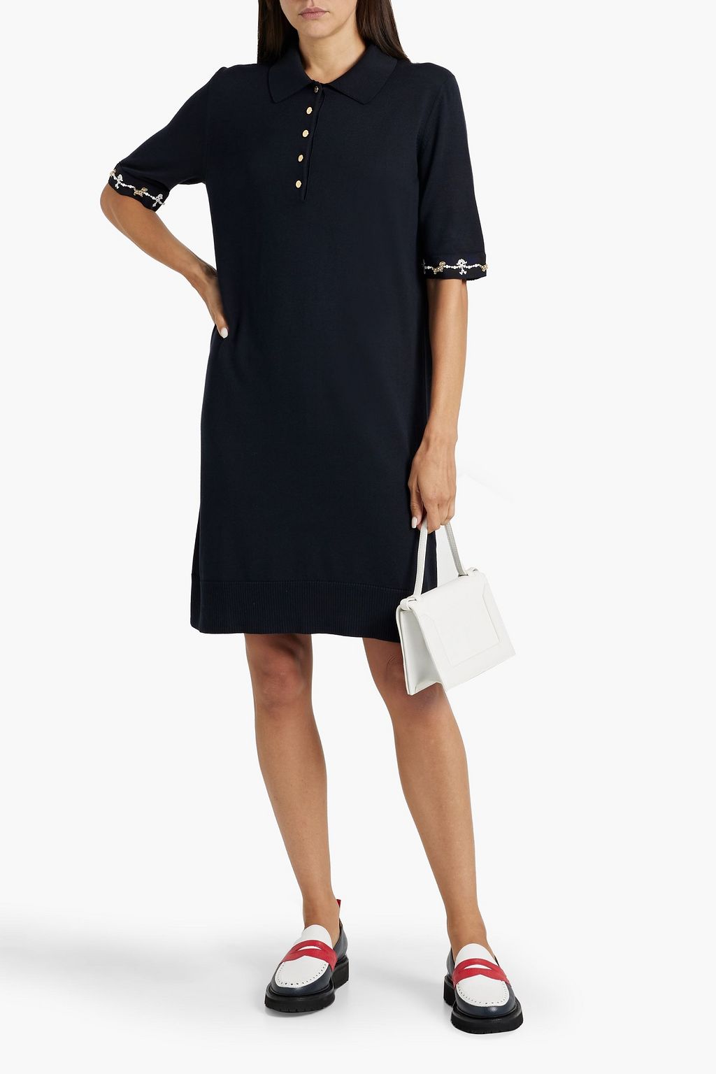 THOM BROWNE Embellished silk and cotton-blend dress