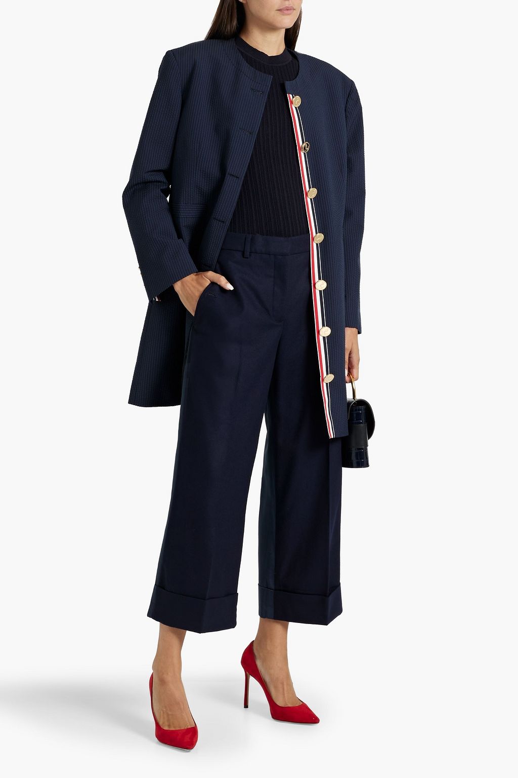 THOM BROWNE Striped wool-seersucker coat