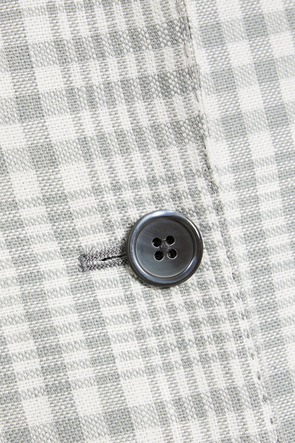 Thom Browne Checked Linen Blazer In Gray
