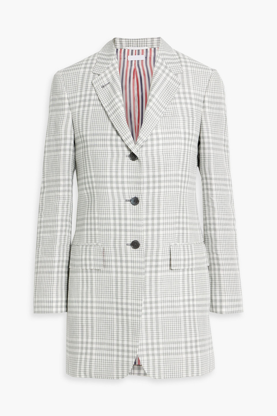 Thom Browne Checked Linen Blazer In Gray