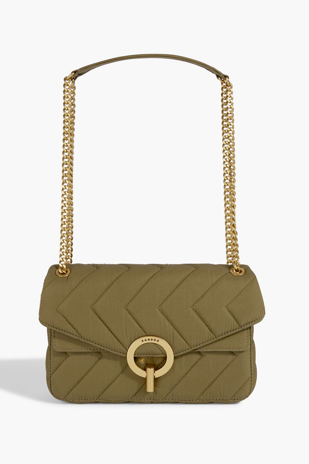 Quilted shell shoulder bag army green One Size
