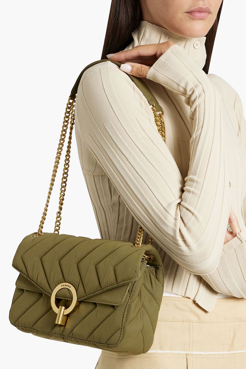 SANDRO Quilted shell shoulder bag