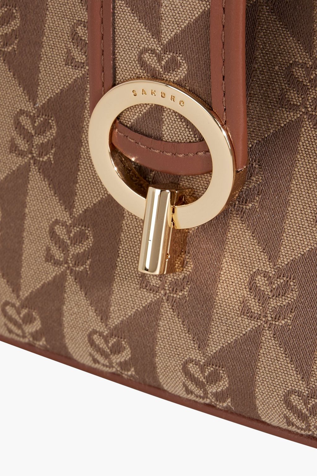 SANDRO Leather-trimmed jacquard shoulder bag