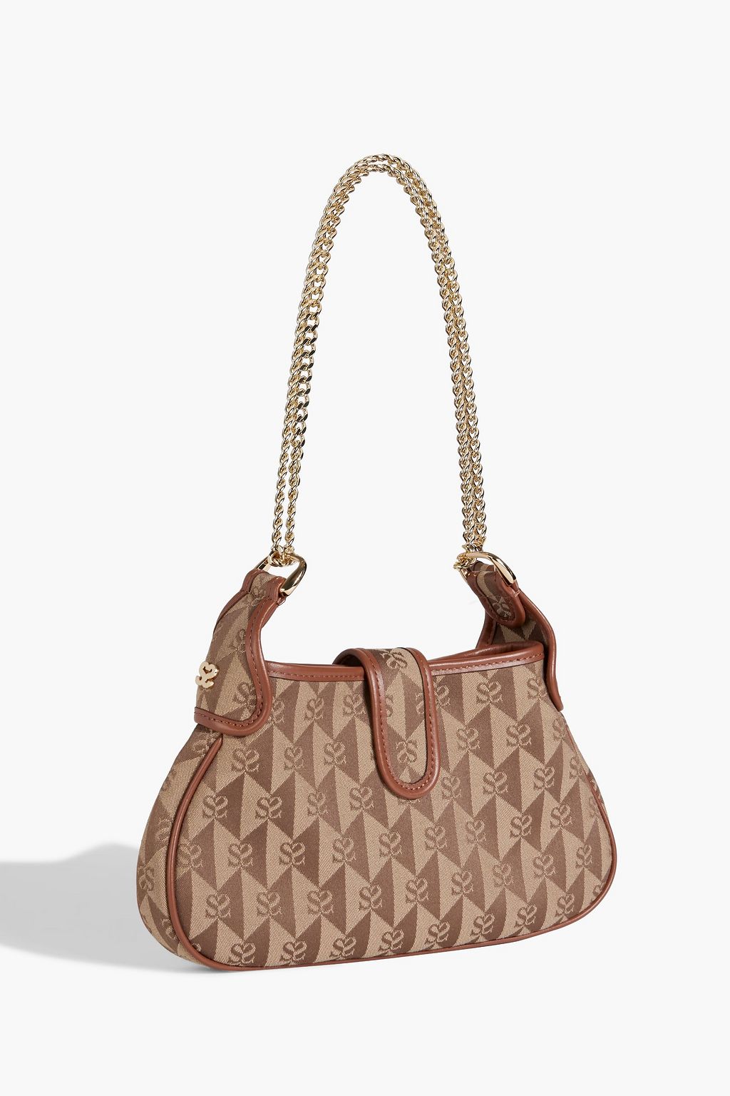 SANDRO Leather-trimmed jacquard shoulder bag