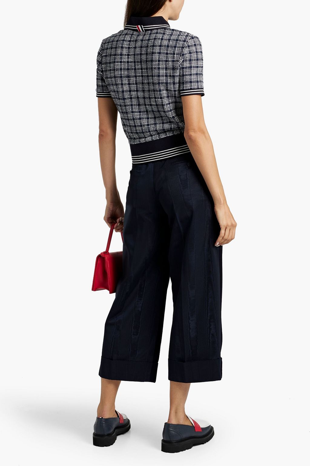 THOM BROWNE Wool-felt and moire culottes