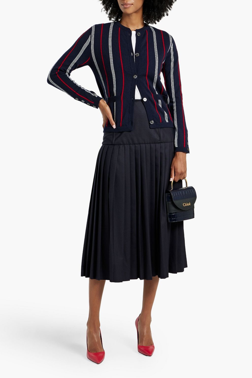 THOM BROWNE Striped cashmere cardigan