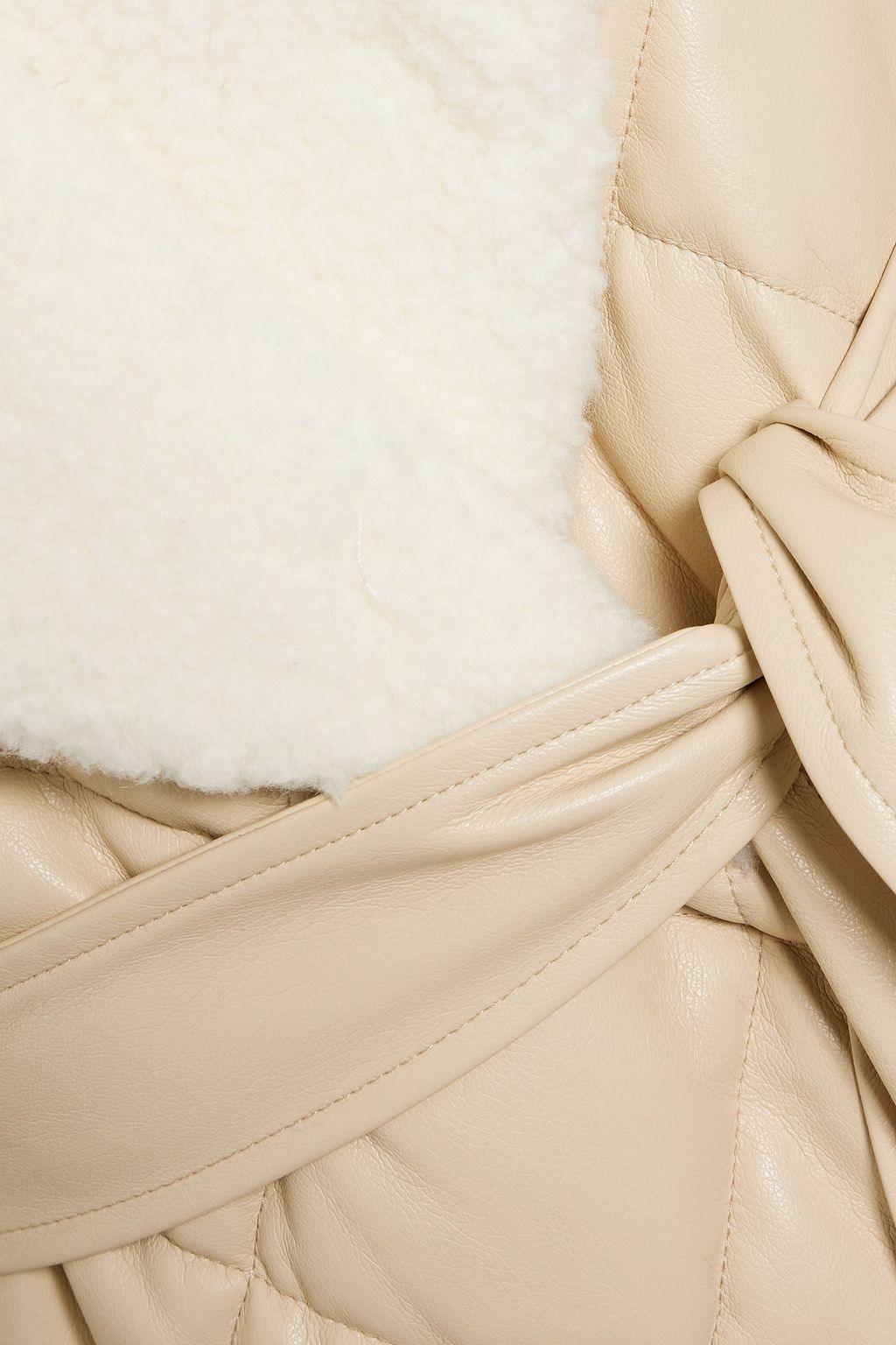 SIMKHAI Ribbed wool and cashmere-blend, faux leather and shearling jacket
