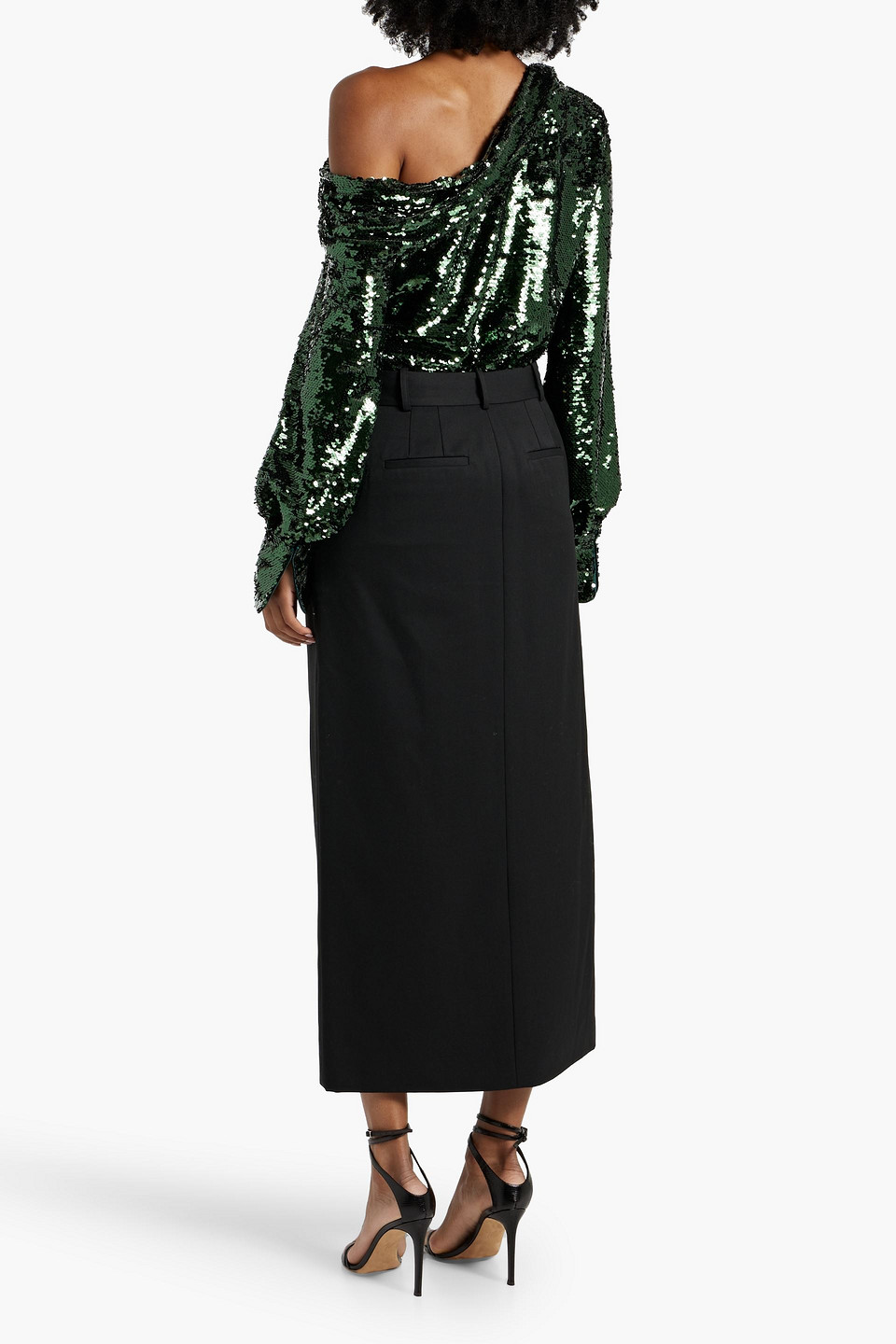 SIMKHAI WOOL-BLEND TWILL MIDI SKIRT