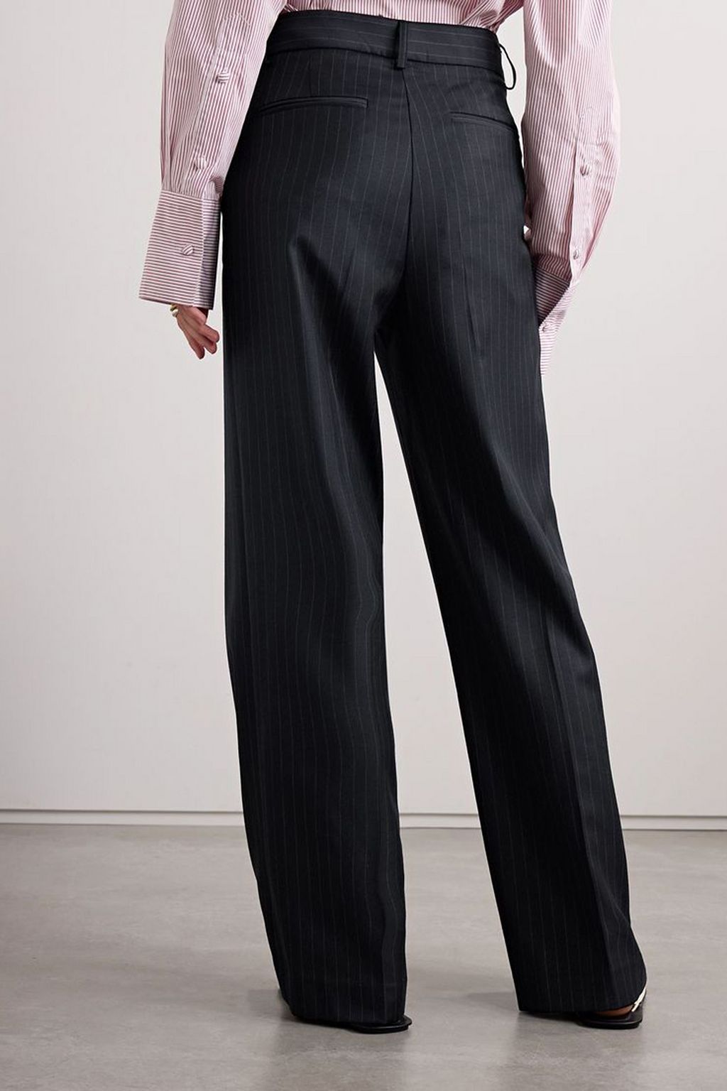 BEARE PARK Peony pinstriped wool-twill straight-leg pants