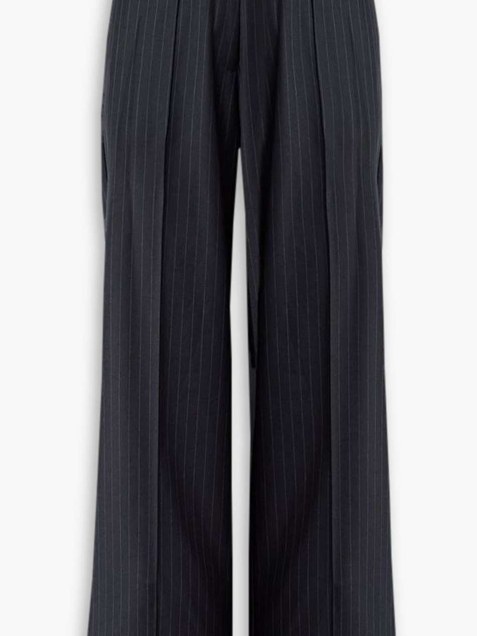 peony pinstriped wool-twill straight-leg pants