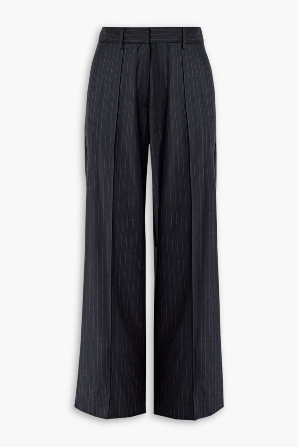 Beare Park Peony Pinstriped Wool-twill Straight-leg Pants In Midnight Blue