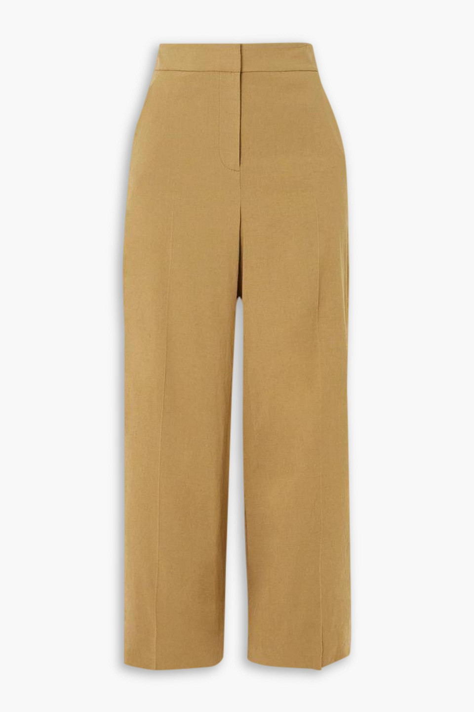 Veronica Beard Brixton Cropped Linen-blend Wide-leg Pants In Camel