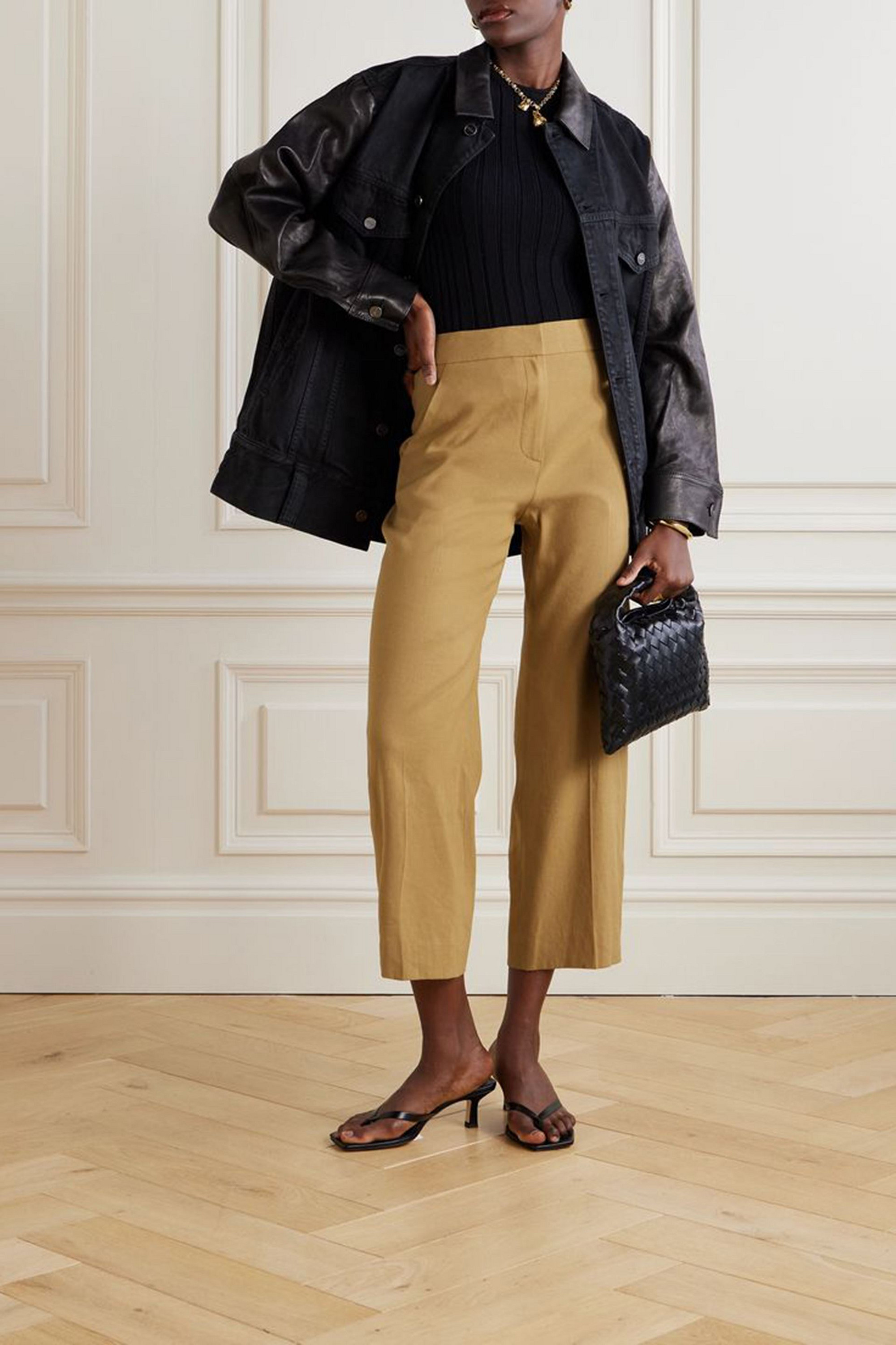 Veronica Beard Brixton cropped linen-blend wide-leg pants