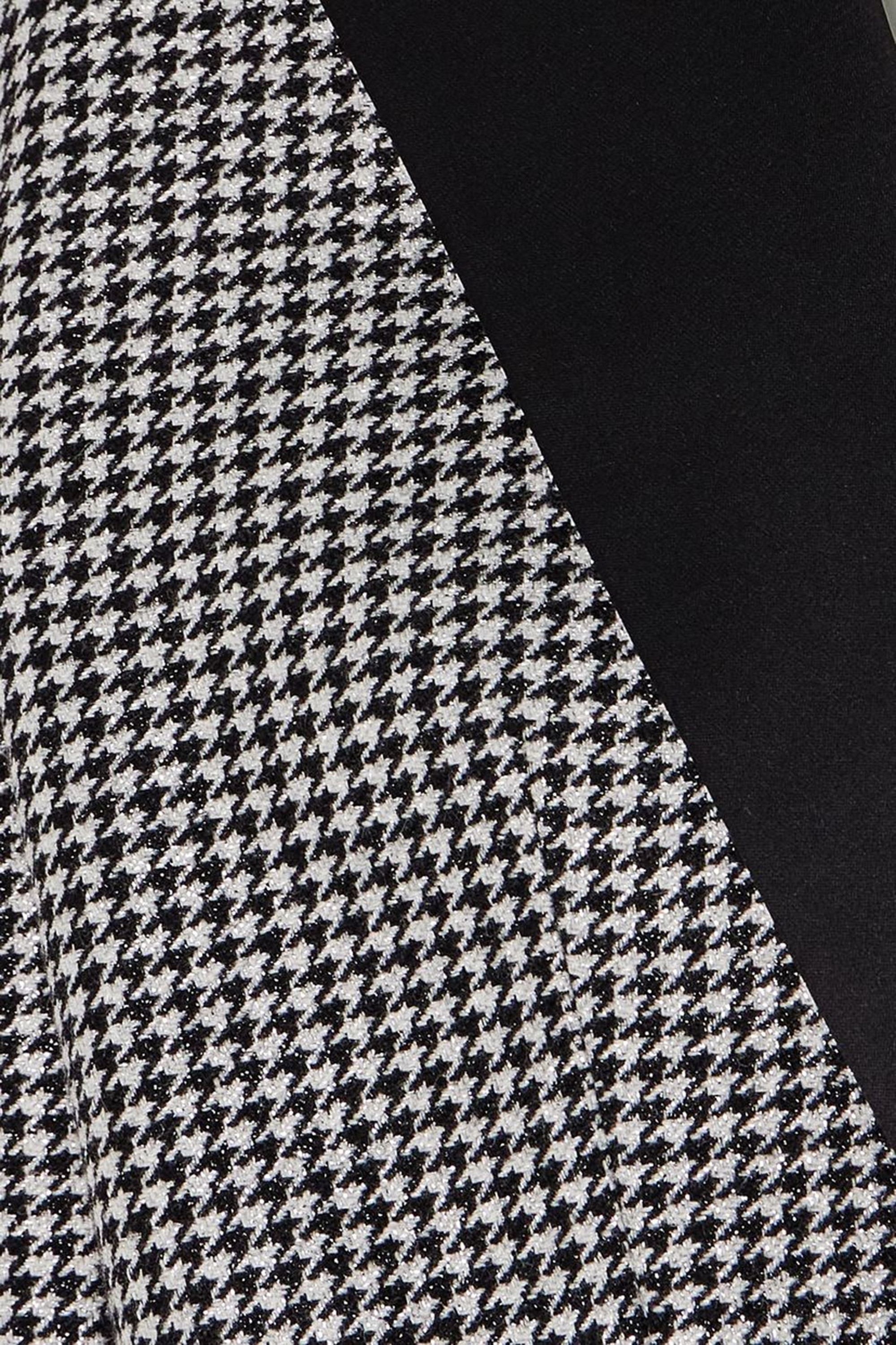 Alexandre Vauthier Cropped satin-trimmed metallic houndstooth wool-blend blazer thumbnail