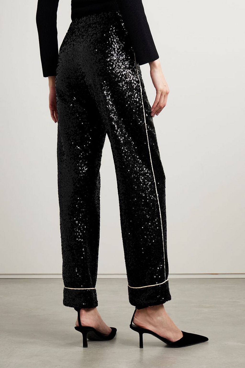 IN THE MOOD FOR LOVE Loren sequined tulle straight-leg pants