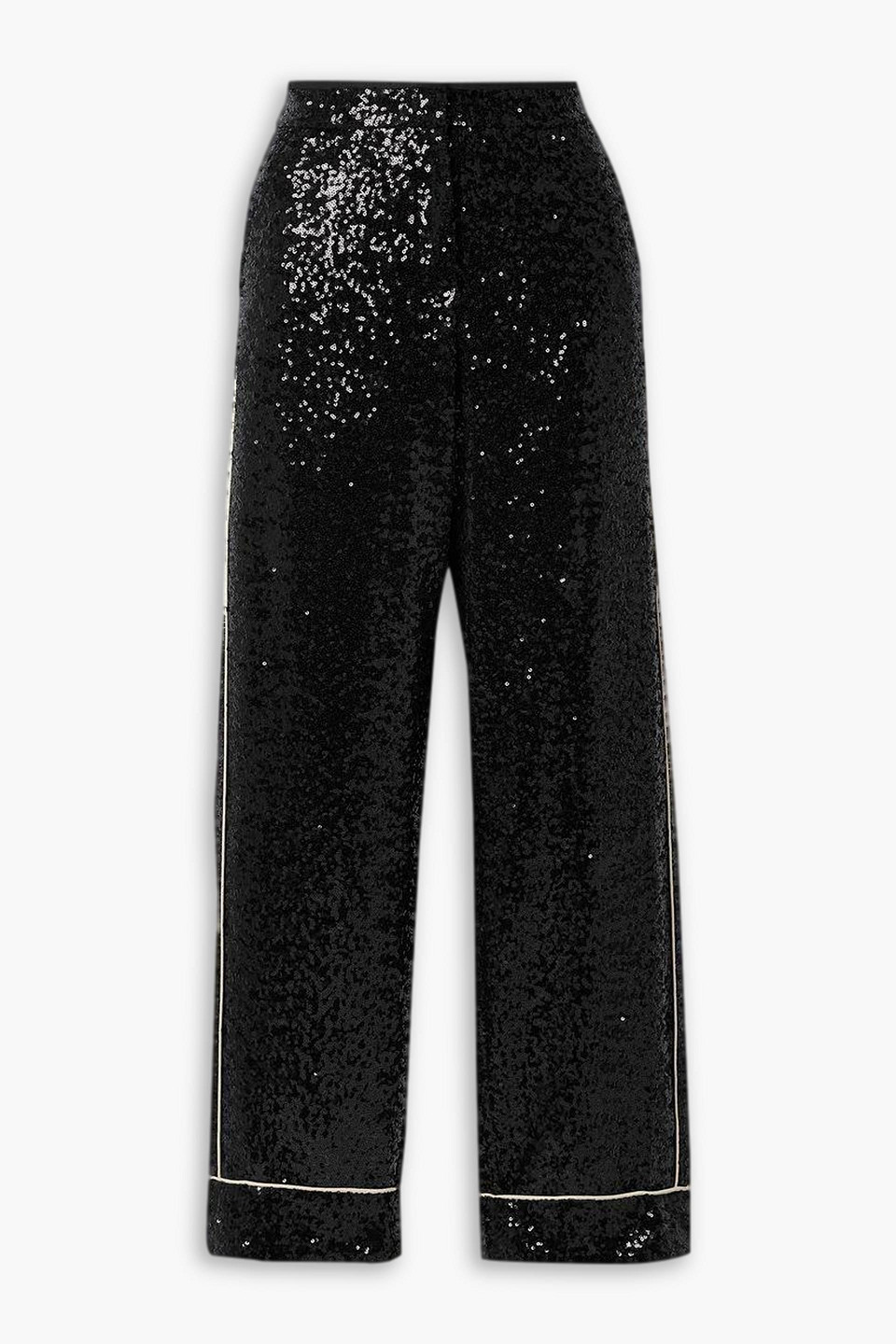 In The Mood For Love Loren Sequined Tulle Straight-leg Pants In Black
