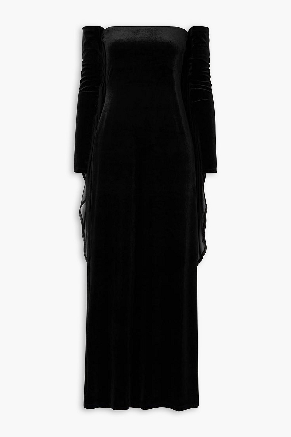 Michael Lo Sordo Strapless Velvet And Mesh Maxi Dress In Black