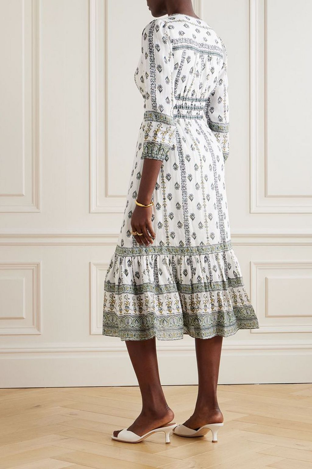 VERONICA BEARD Castella floral-print ramie midi dress