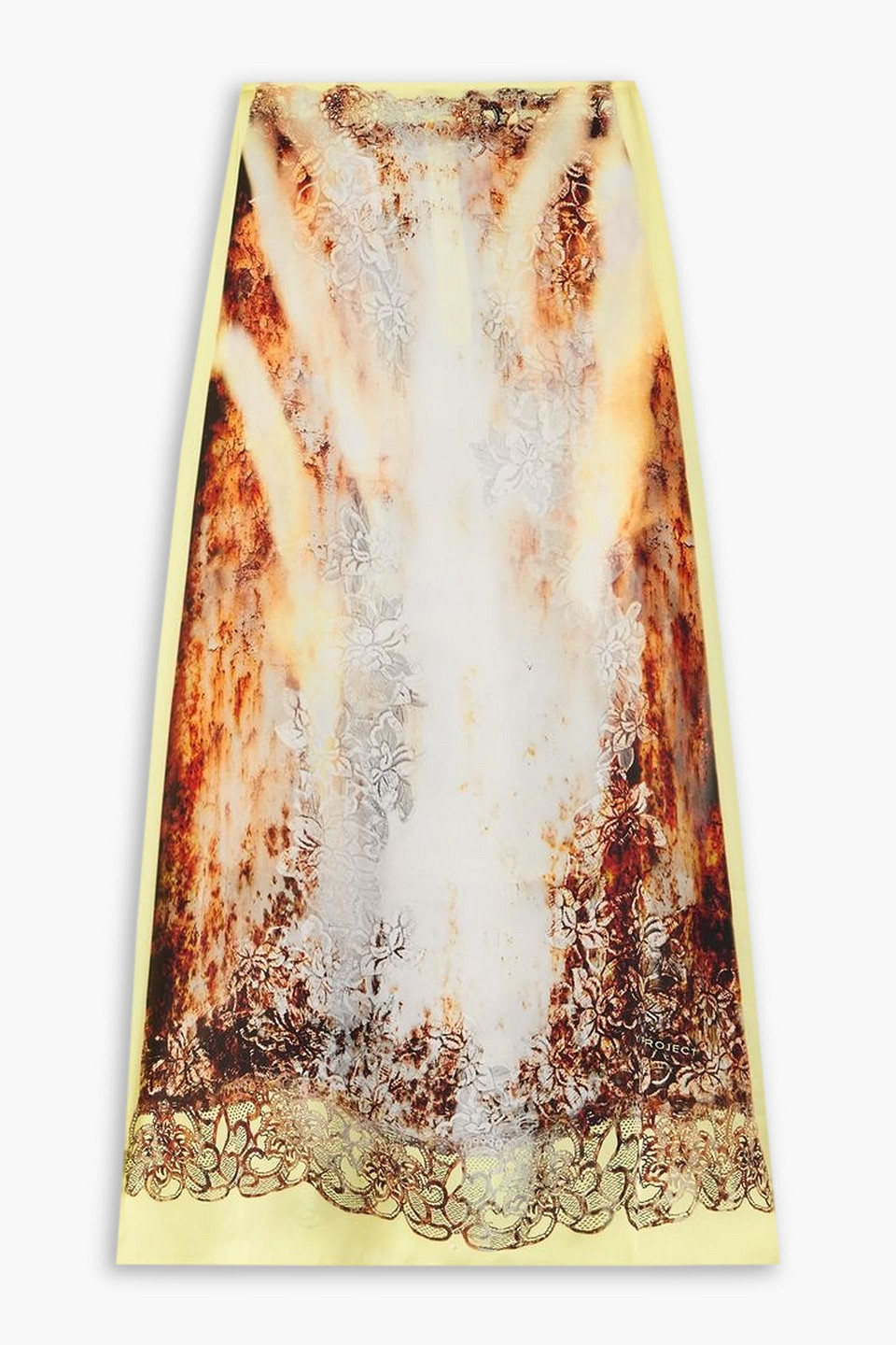 Y/project Printed Satin Maxi Skirt In Pastel Yellow