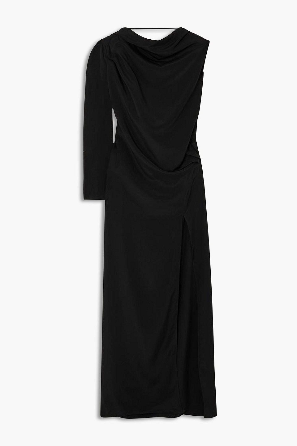 Michael Lo Sordo One-sleeve Draped Silk-crepe Gown In Black