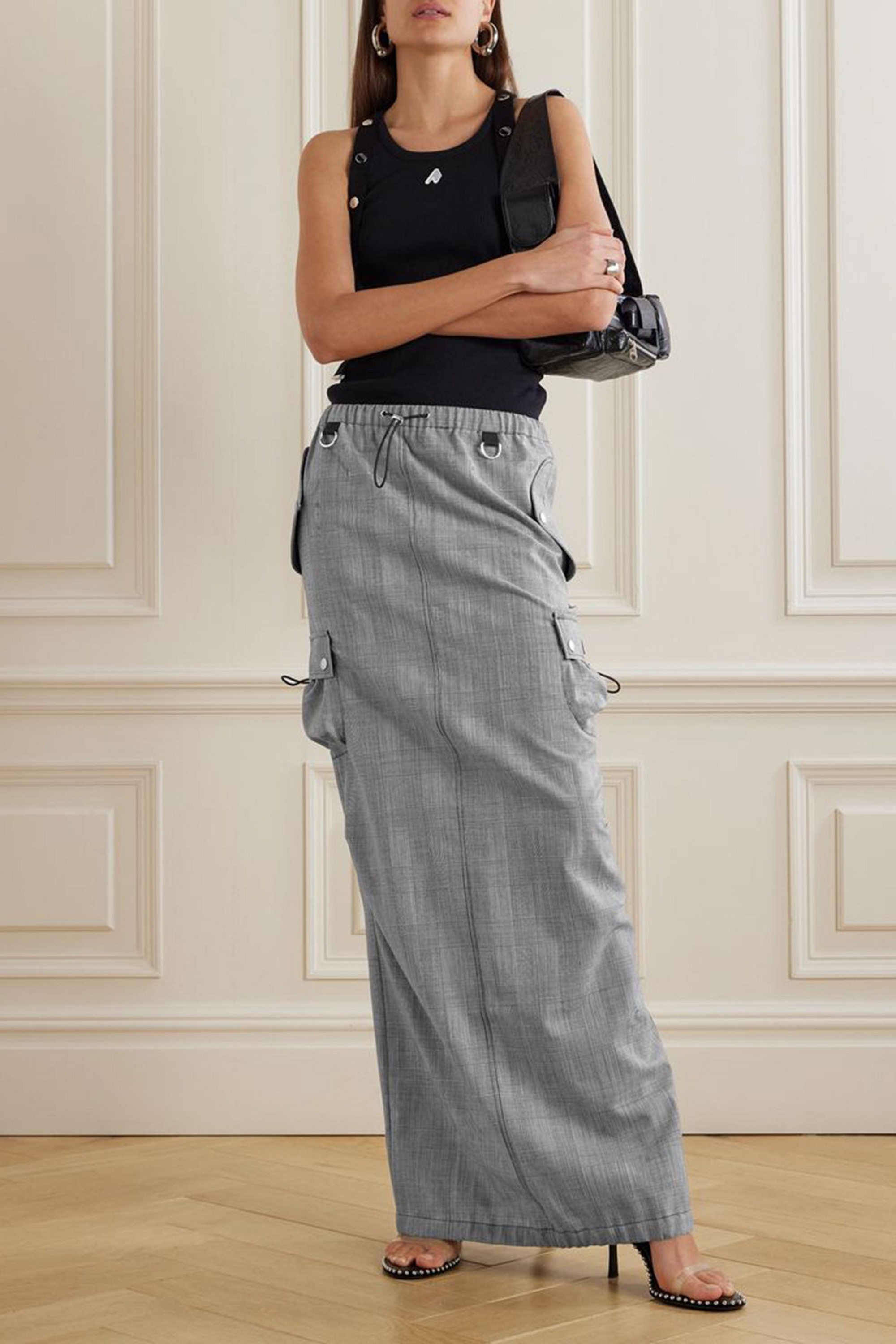 Coperni Prince of Wales checked wool maxi skirt