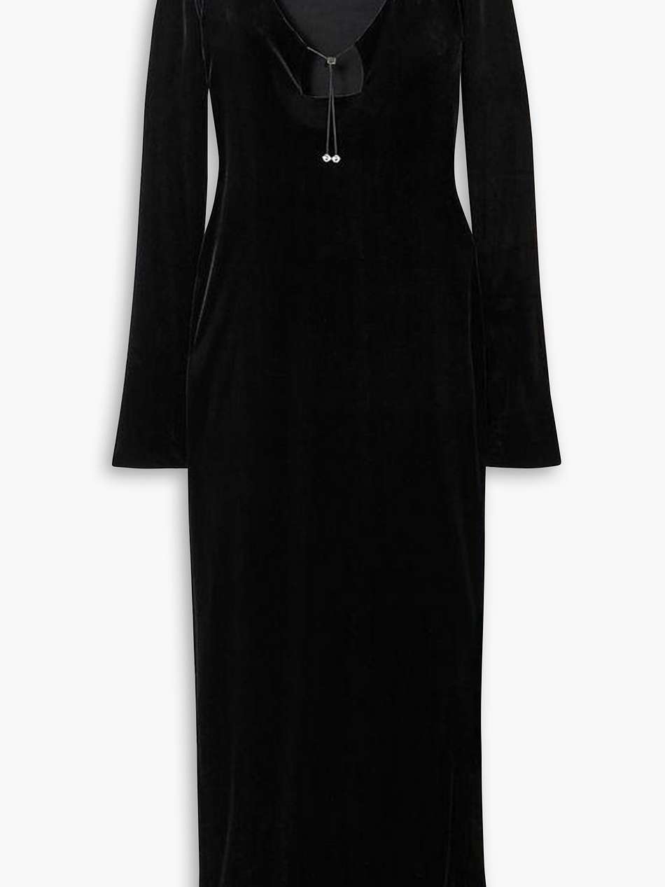 solaria cutout stretch-velvet maxi dress
