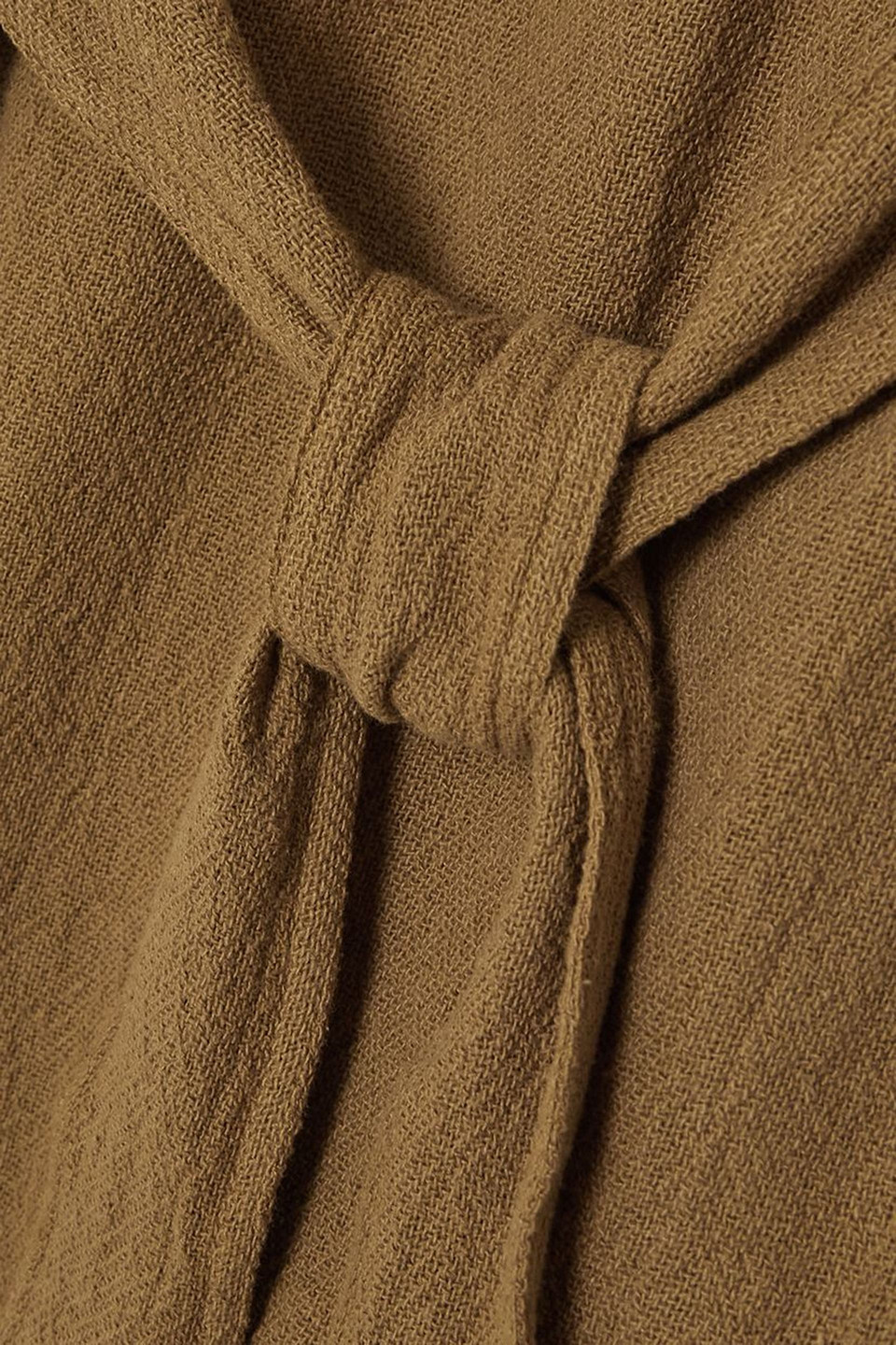 CARAVANA SUHAY BELTED TWO-TONE FRINGED COTTON-GAUZE ROBE 
