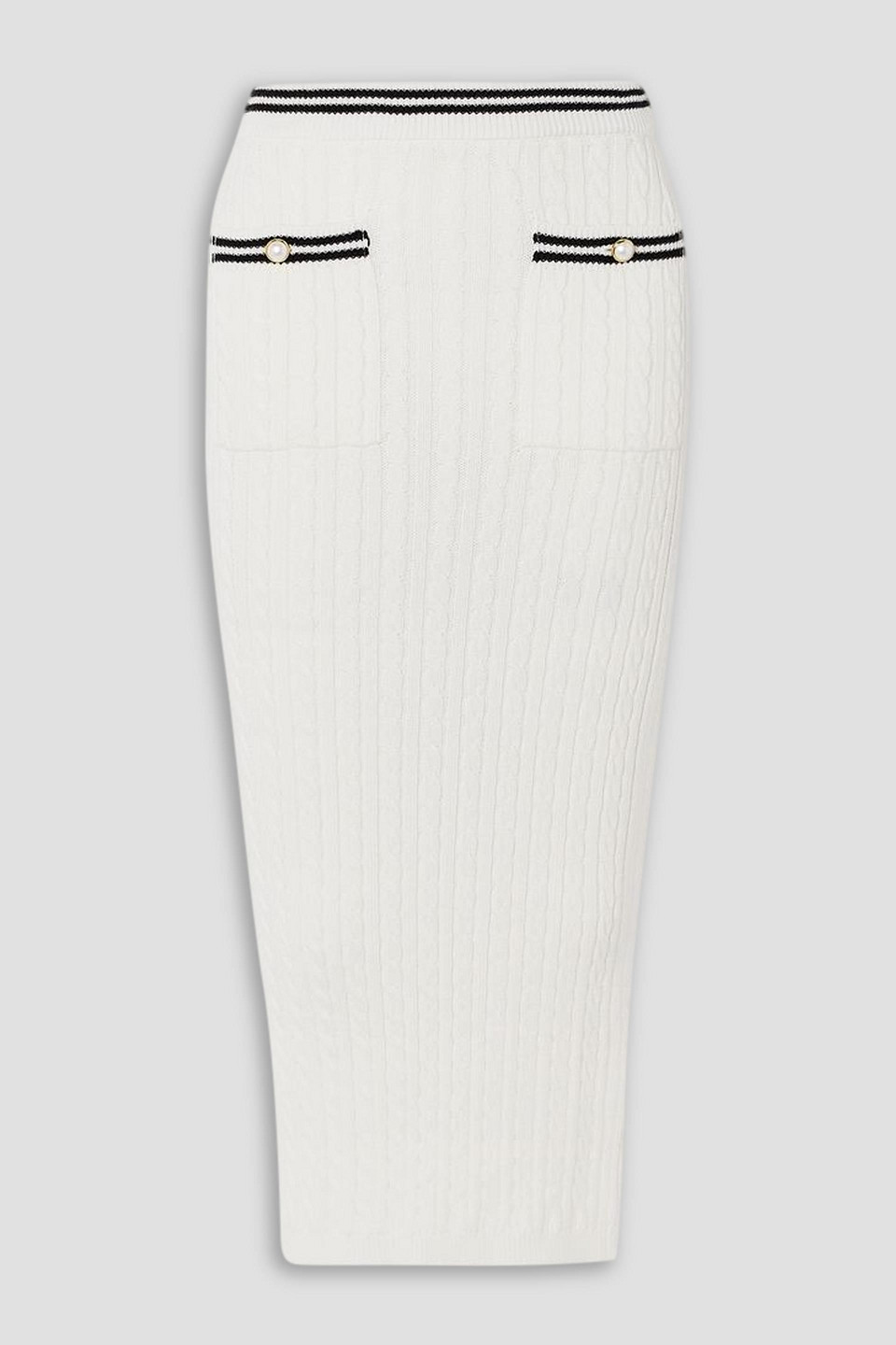 Alessandra Rich White Cotton Plaited Midi Skirt In White