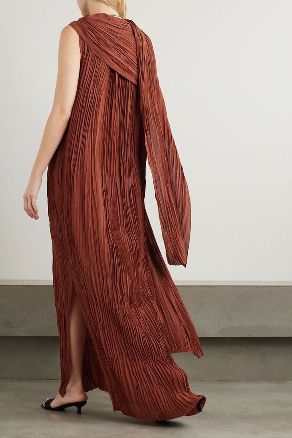 CORTANA Rita cape-effect silk-plissé maxi dress