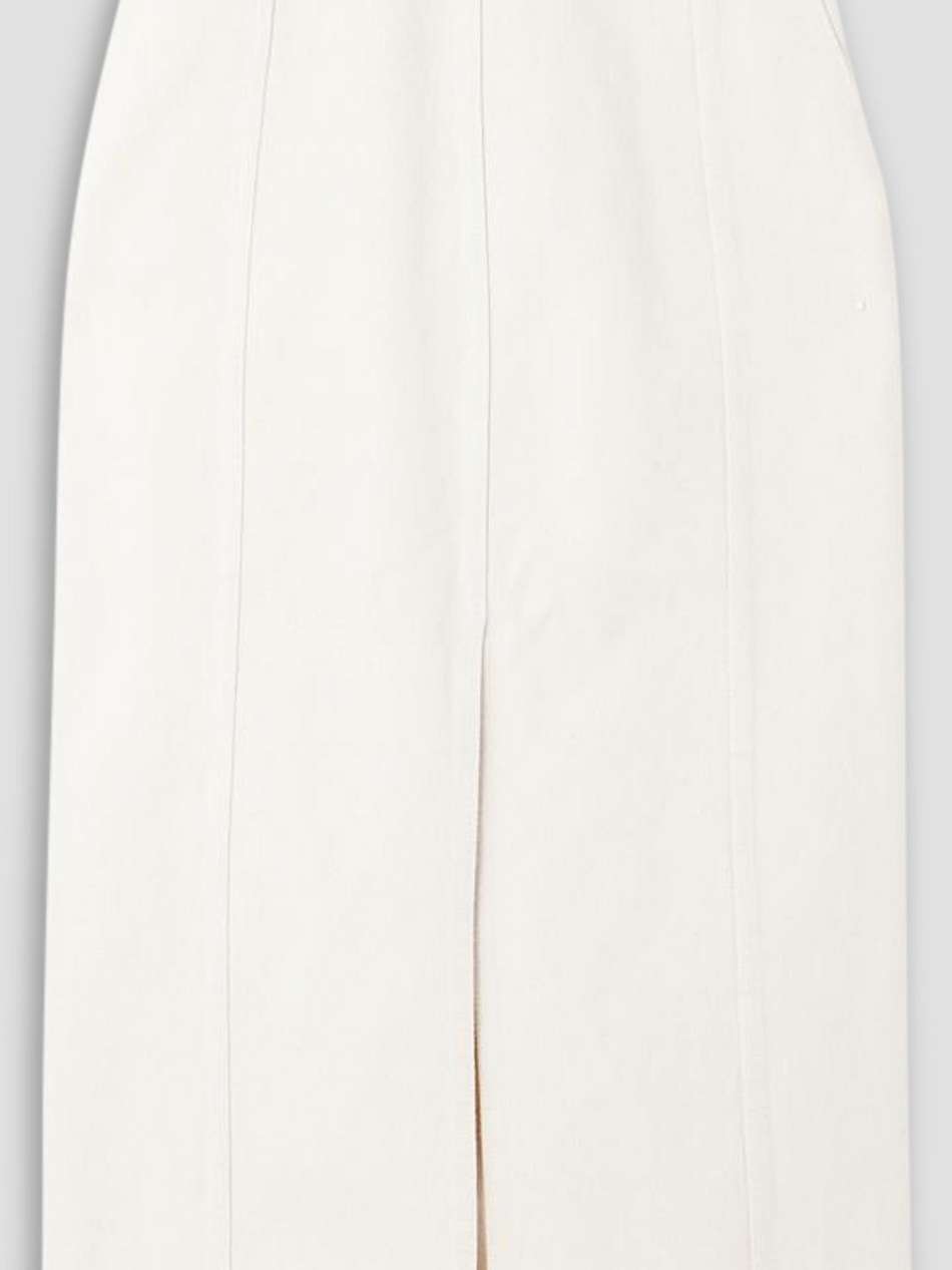 embellished cotton-twill midi skirt