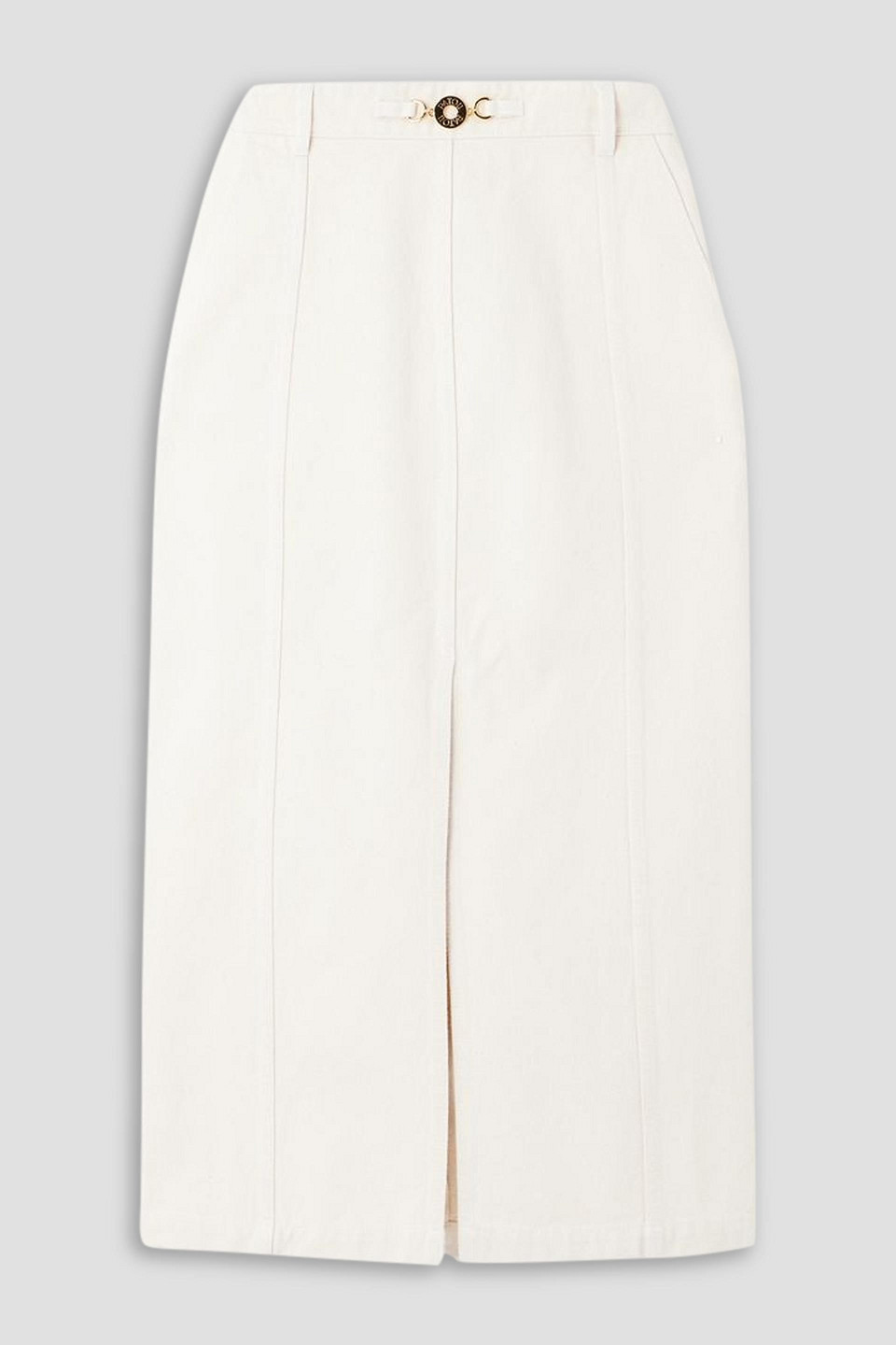 Patou Embellished Cotton-twill Midi Skirt In White