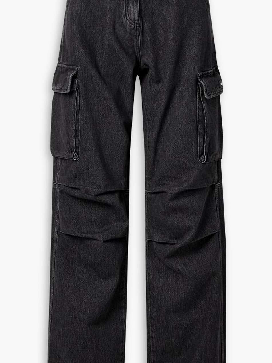 high-rise wide-leg cargo jeans