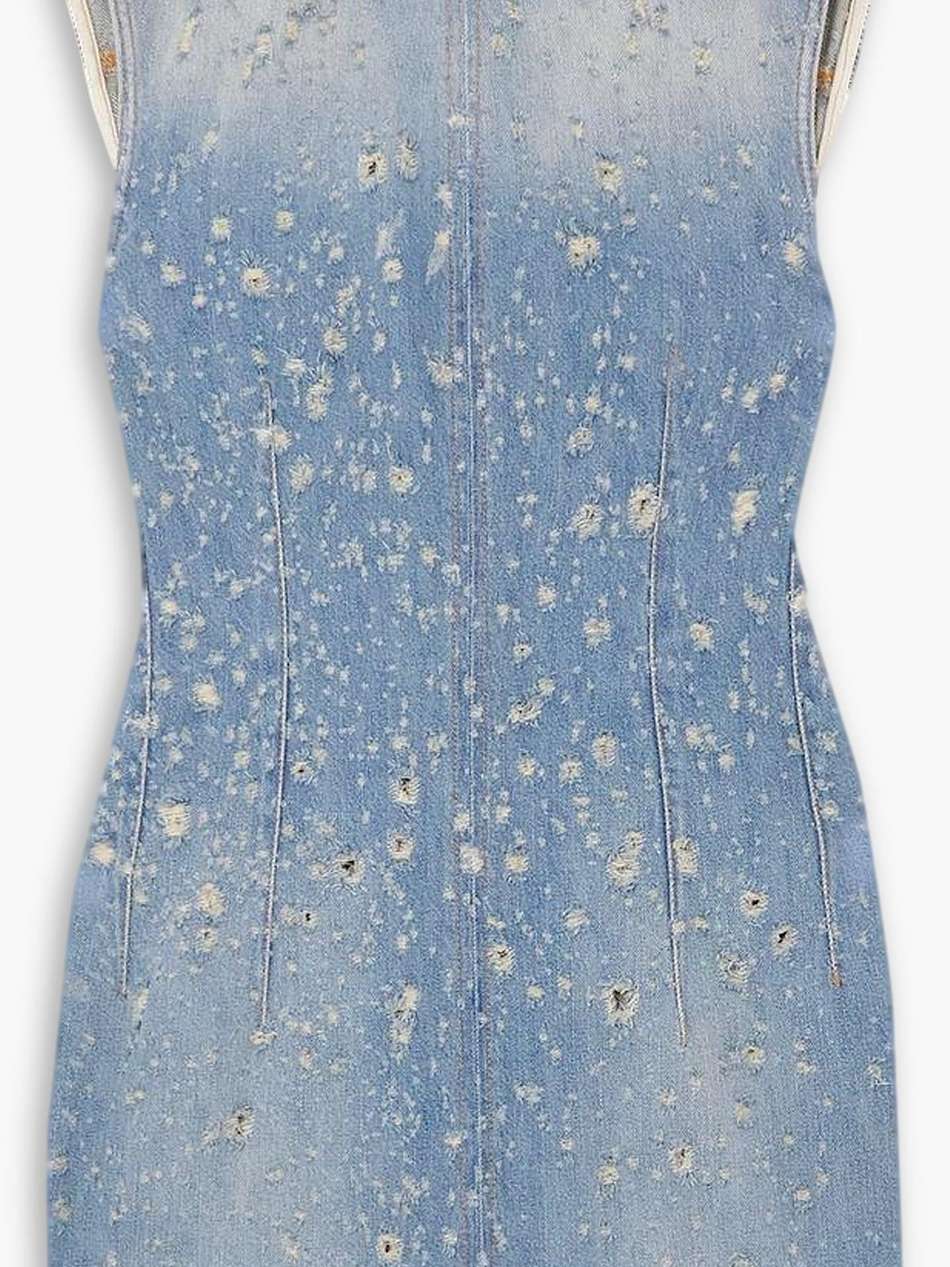 distressed denim mini dress