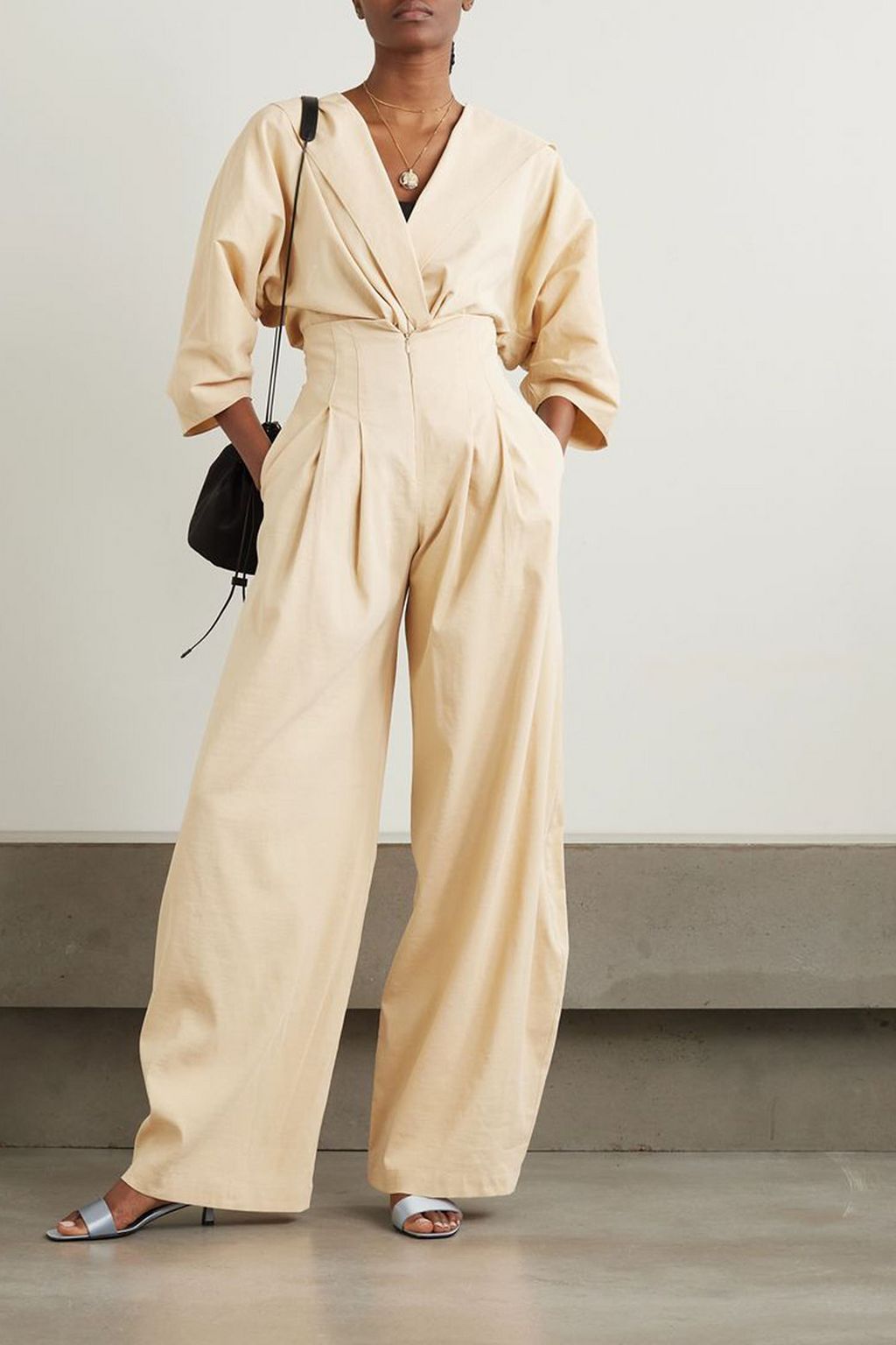 CORTANA Mira cropped layered hemp-blend jacket