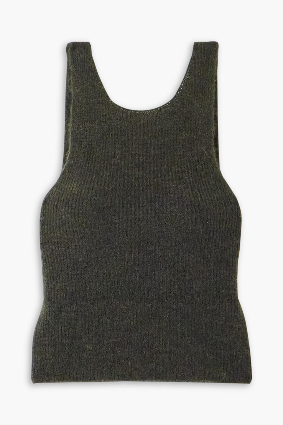 Cortana Zakia Ribbed Alpaca, Silk And Wool-blend Tank In Army Green