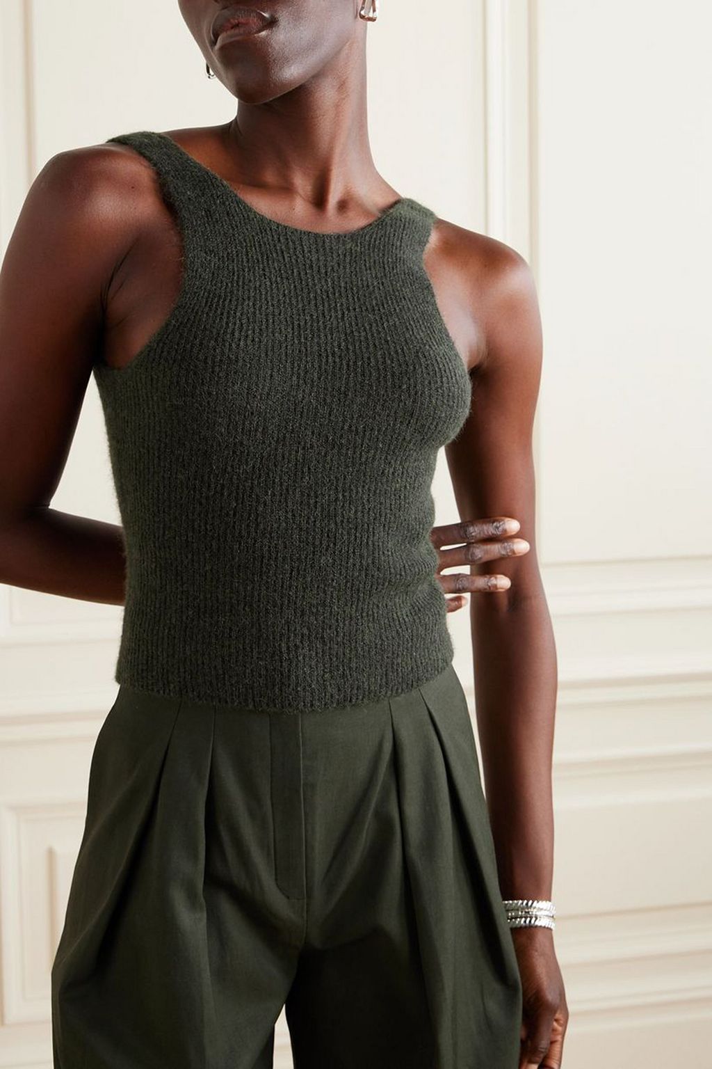 CORTANA Zakia ribbed alpaca, silk and wool-blend tank