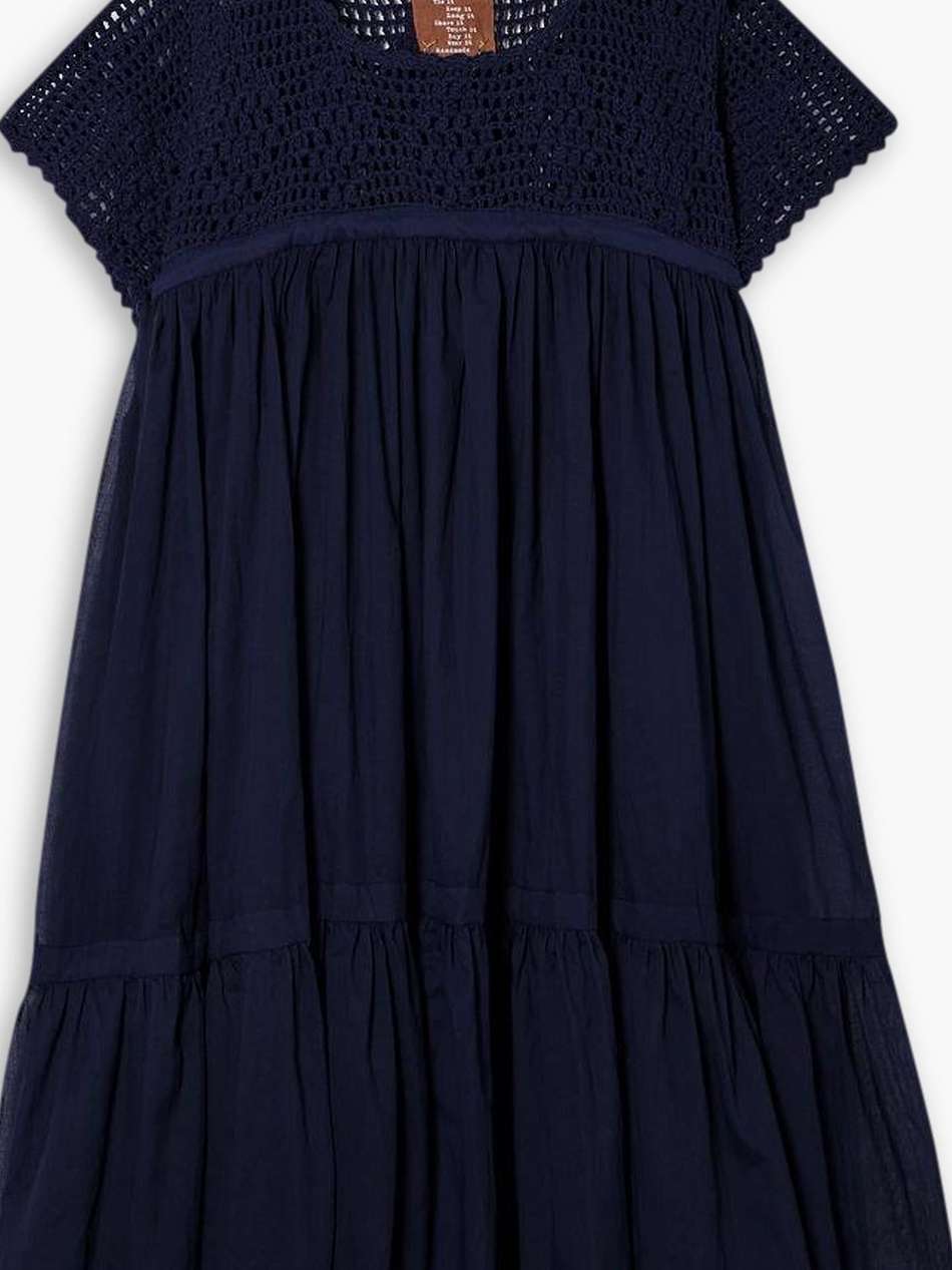 wind crochet and cotton-voile mini dress