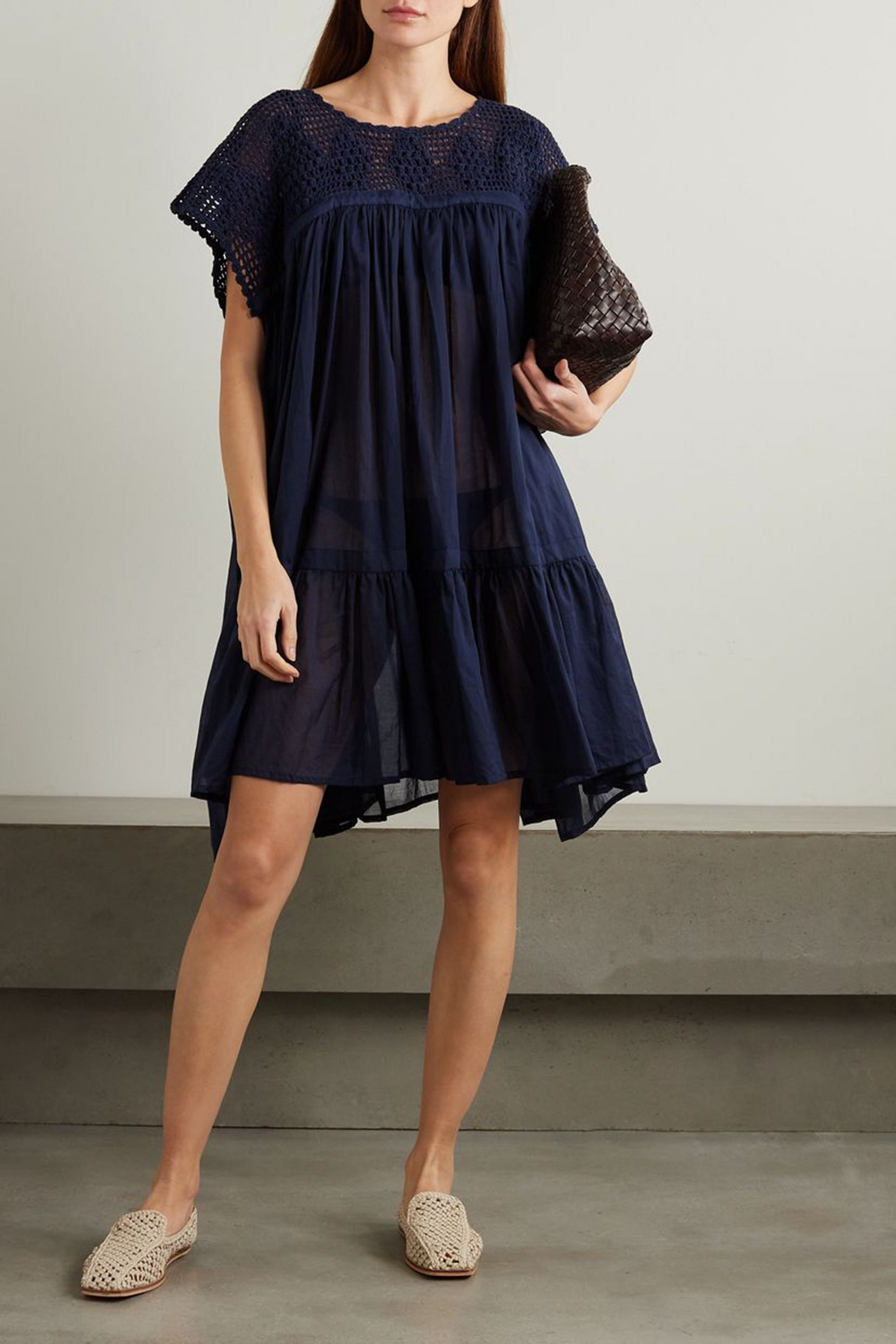 Yvonne S Wind crochet and cotton-voile mini dress