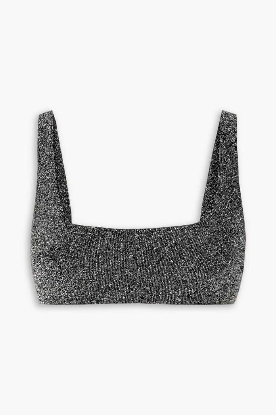 Form And Fold D-g The Crop Metallic Underwired Bikini Top In Gunmetal