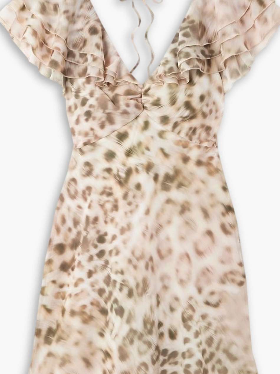 ruffled leopard-print chiffon mini dress
