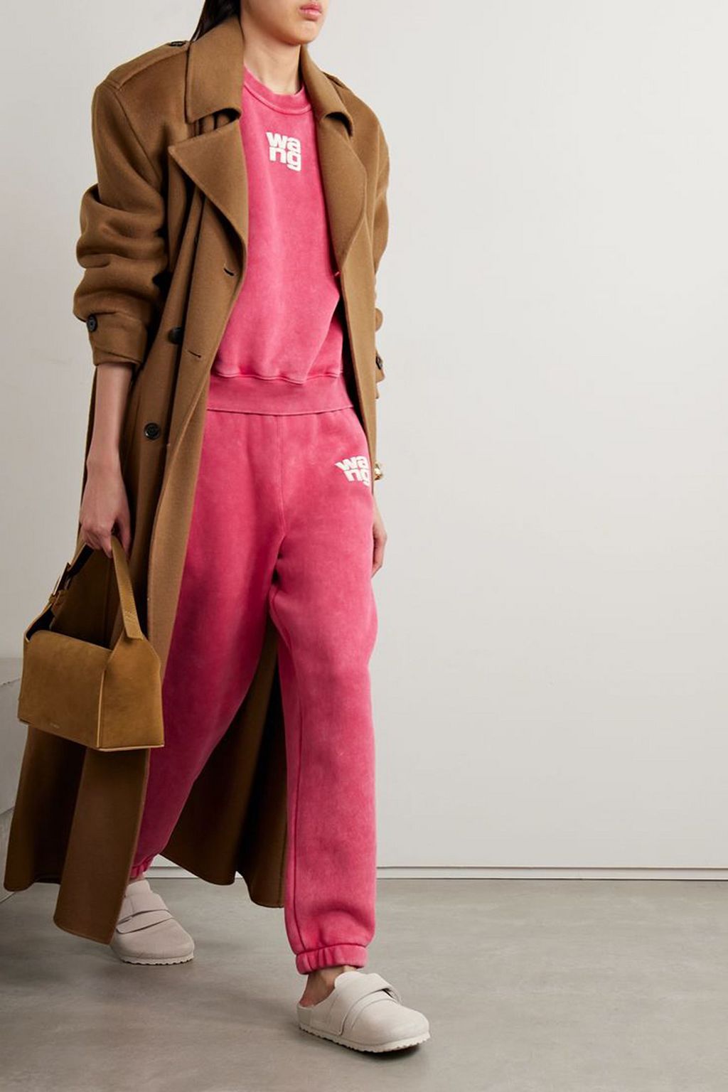 ALEXANDERWANG.T Appliquéd cotton-blend fleece sweatshirt