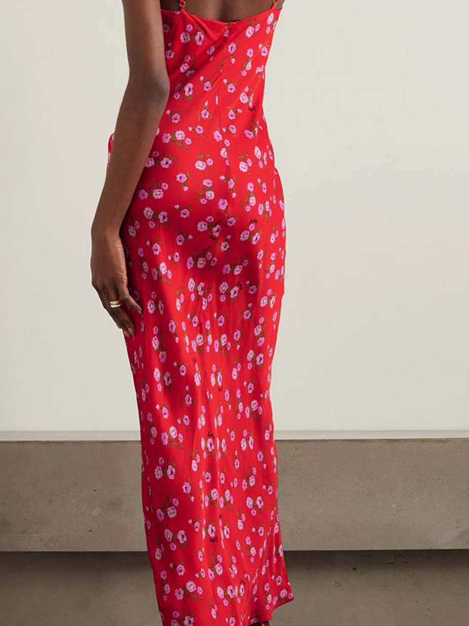 floral-print satin maxi dress
