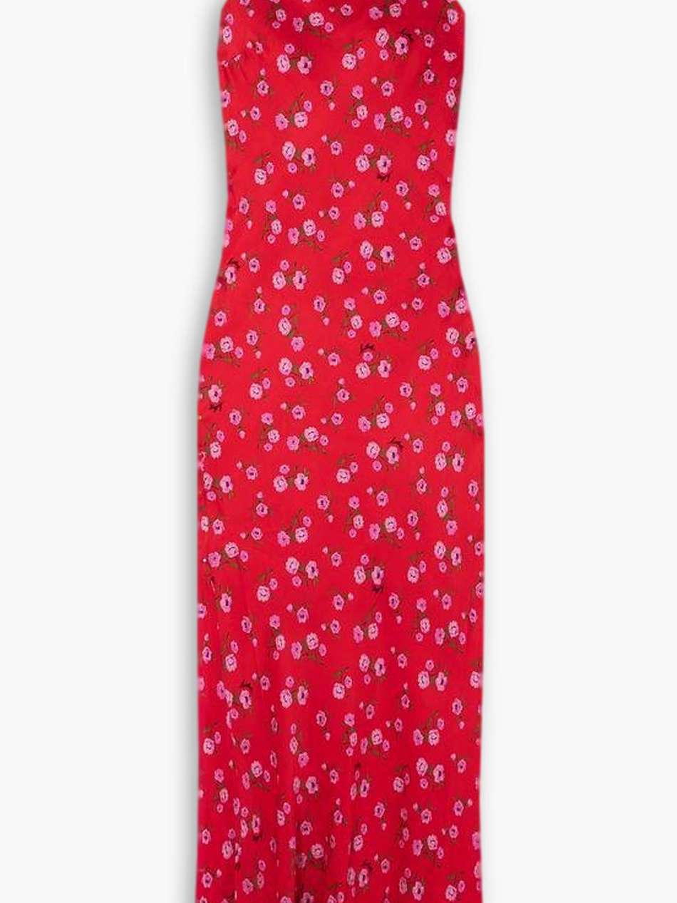 floral-print satin maxi dress