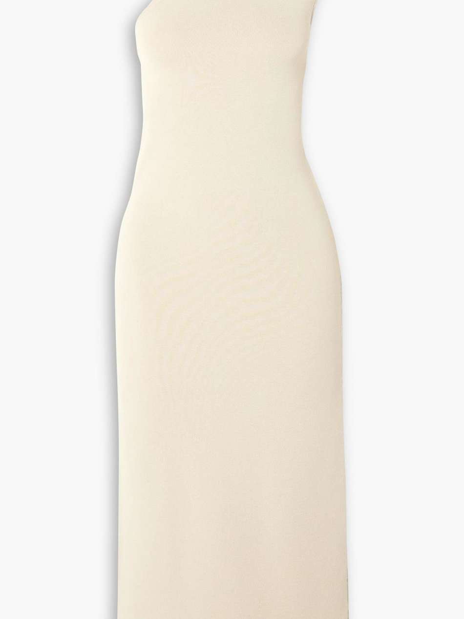 arriba one-shoulder knitted midi dress