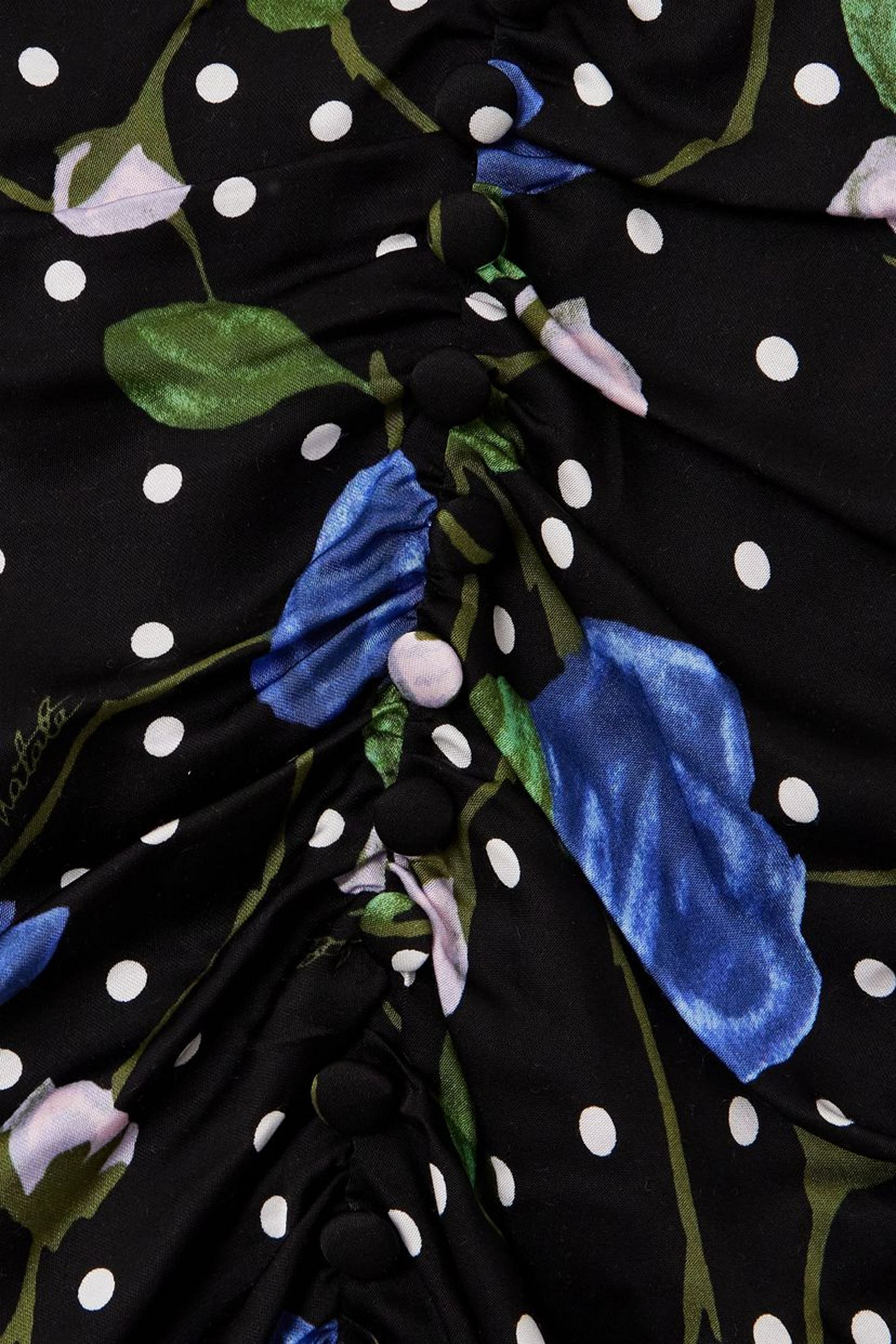 ROTATE Birger Christensen Goldie ruched floral-print satin maxi dress thumbnail
