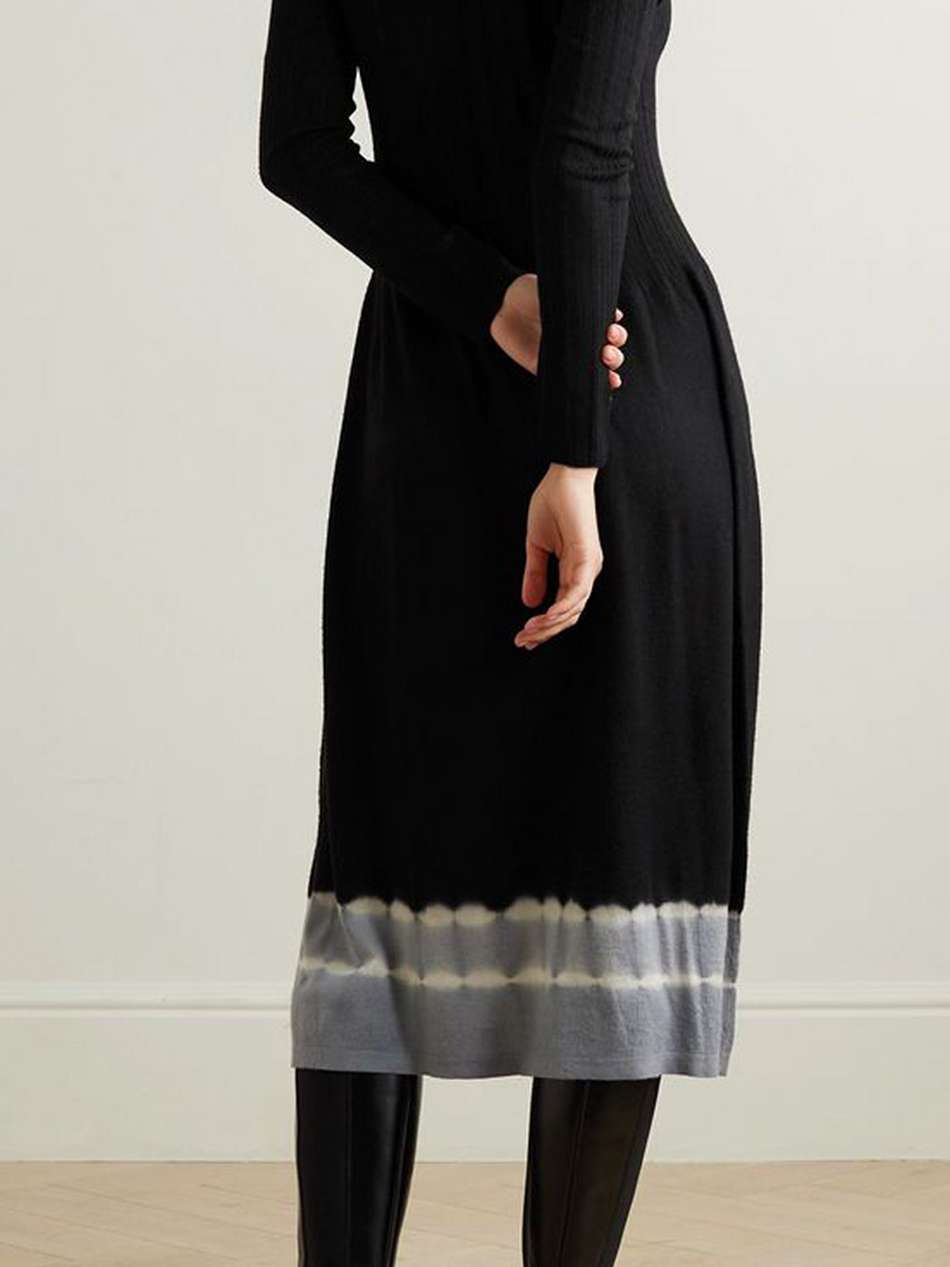 lila dégradé wool turtleneck midi dress