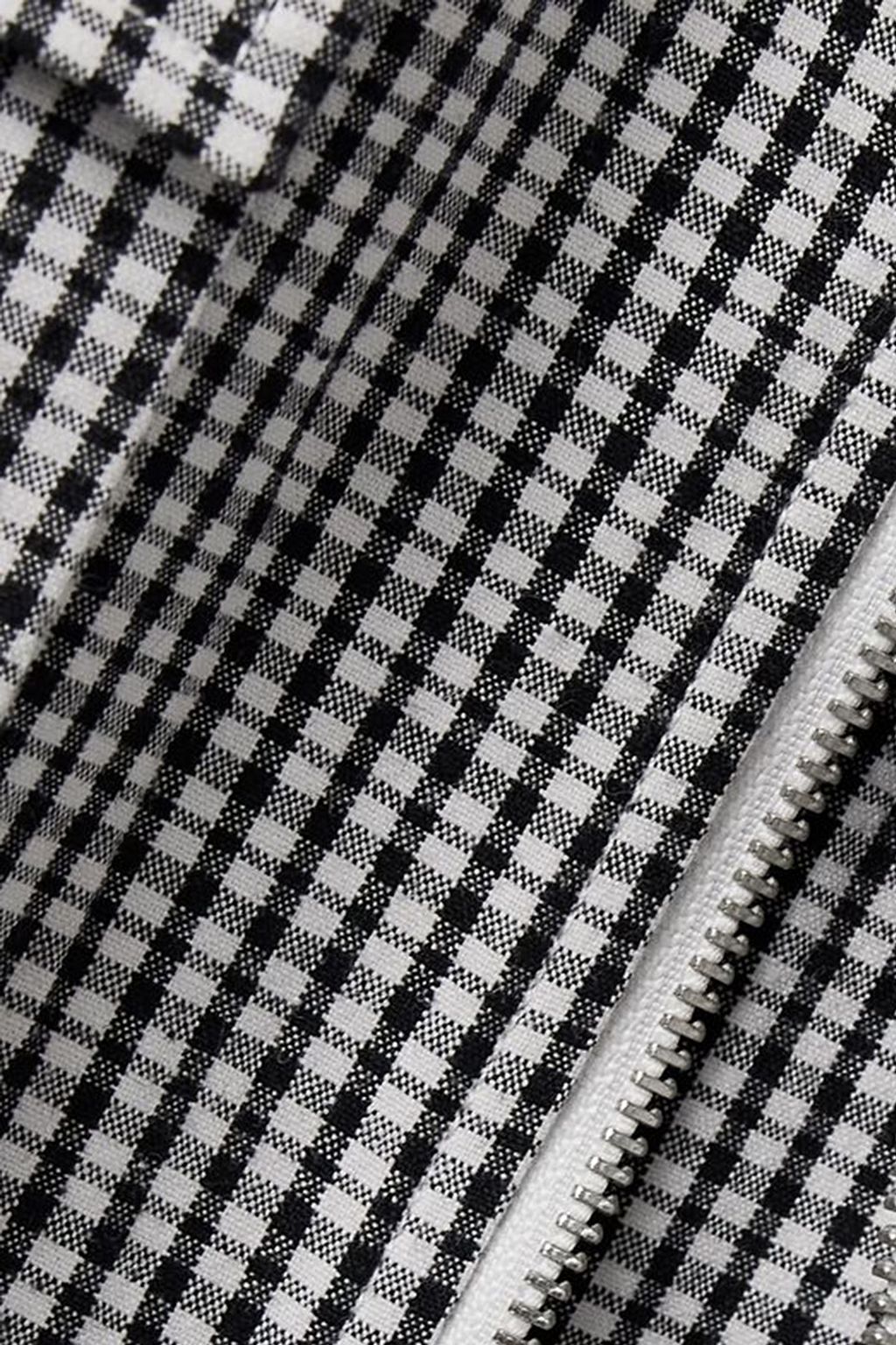PROENZA SCHOULER PSWL جاكيت "نينا" بغطاء رأس من مزيج الكتّان والقطن بطبعة مربعات