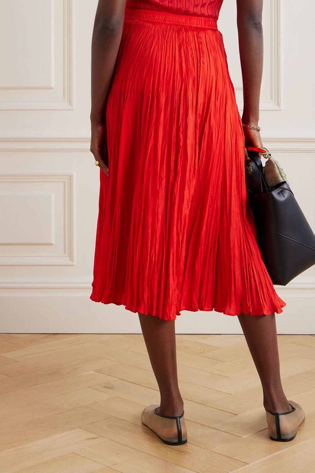 JOSEPH Sully pleated silk-habotai midi skirt