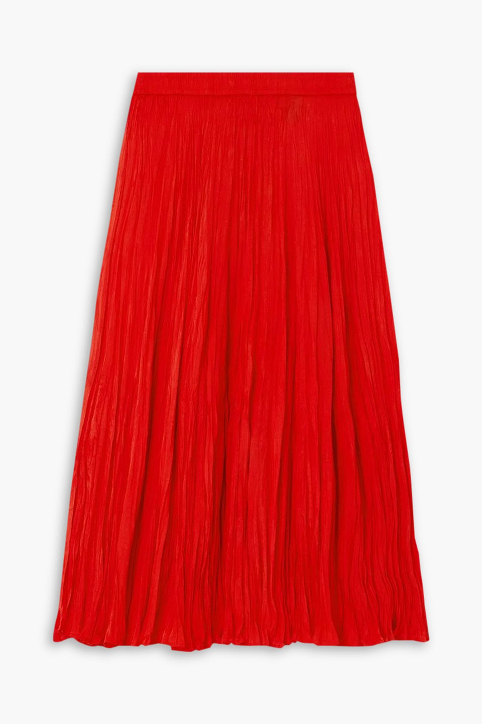 Joseph Sully Pleated Silk-habotai Midi Skirt In Red